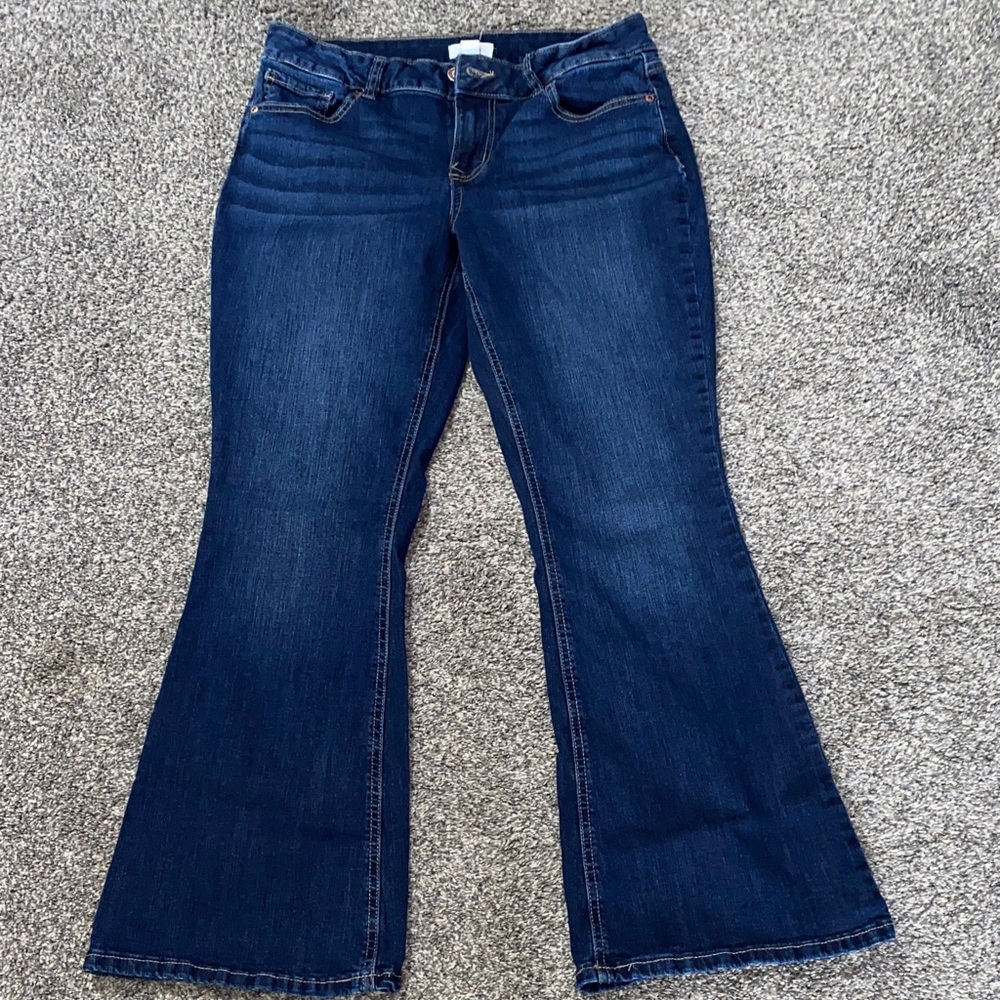 M Jeans Women’s Dark Blue Flare Jeans - Classic Mid-Rise Fit 10 short